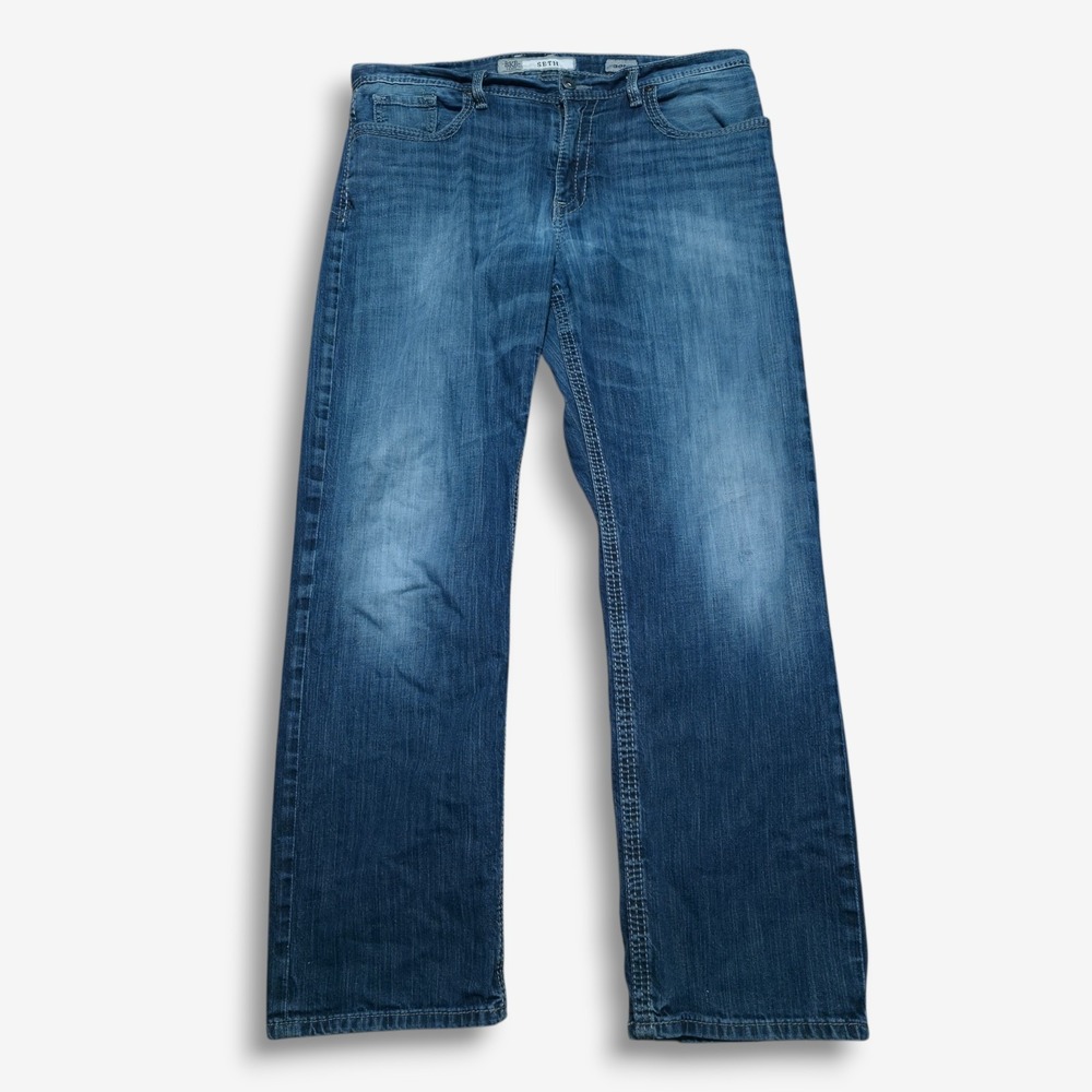 Buckle BKE Jeans Men 36L x 31 Blue Seth Denim Pants Distress Medium Wash Stretch